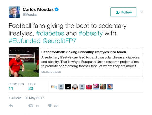 Carlos Moedas tweeted about EuroFIT